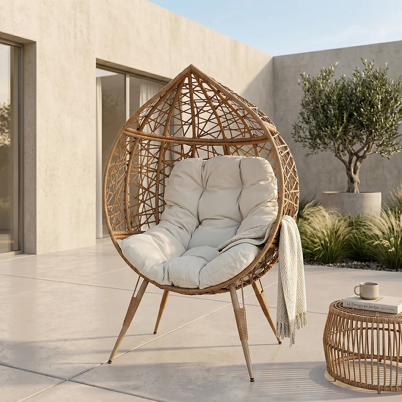 FAUTEUIL OEUF COUSSIN BEIGE