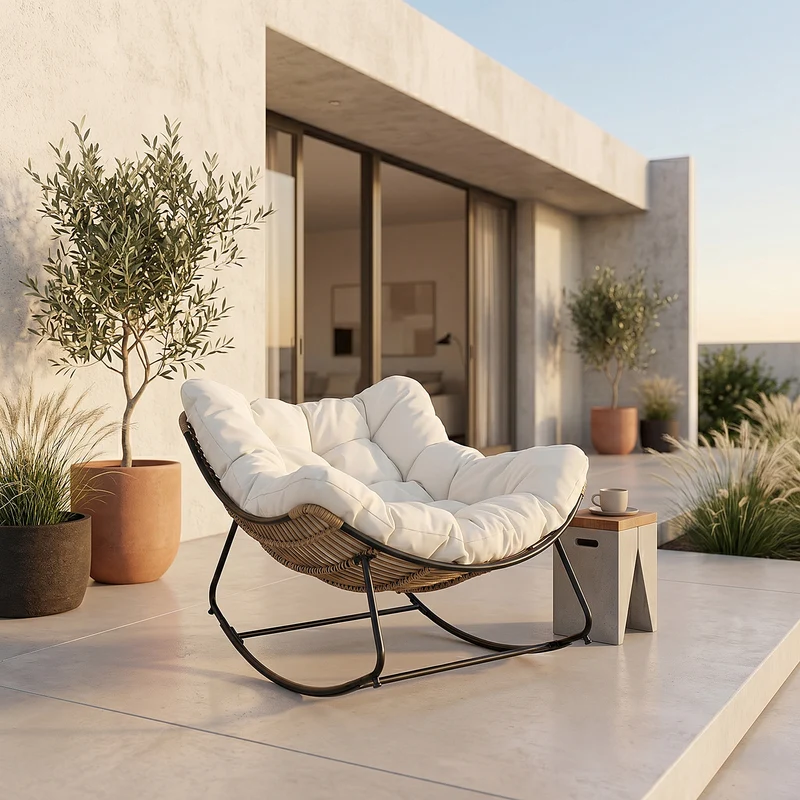 FAUTEUIL A BASCULE TULUM COUSSIN BEIGE