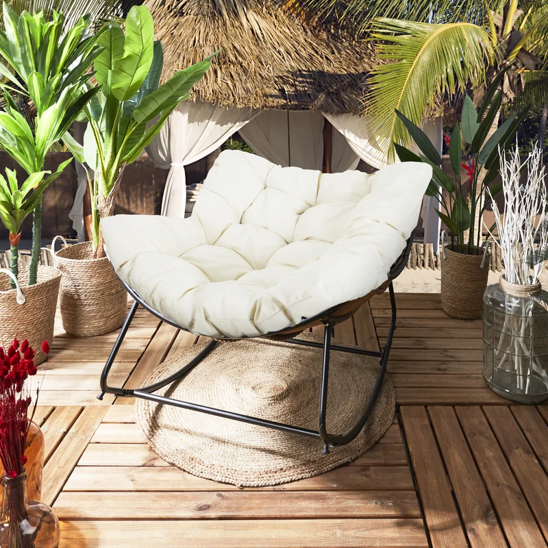 FAUTEUIL A BASCULE TULUM COUSSIN BEIGE