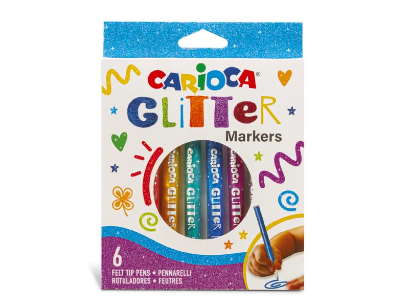Pochette de 6 feutres paillettes à pointe fine - Carioca