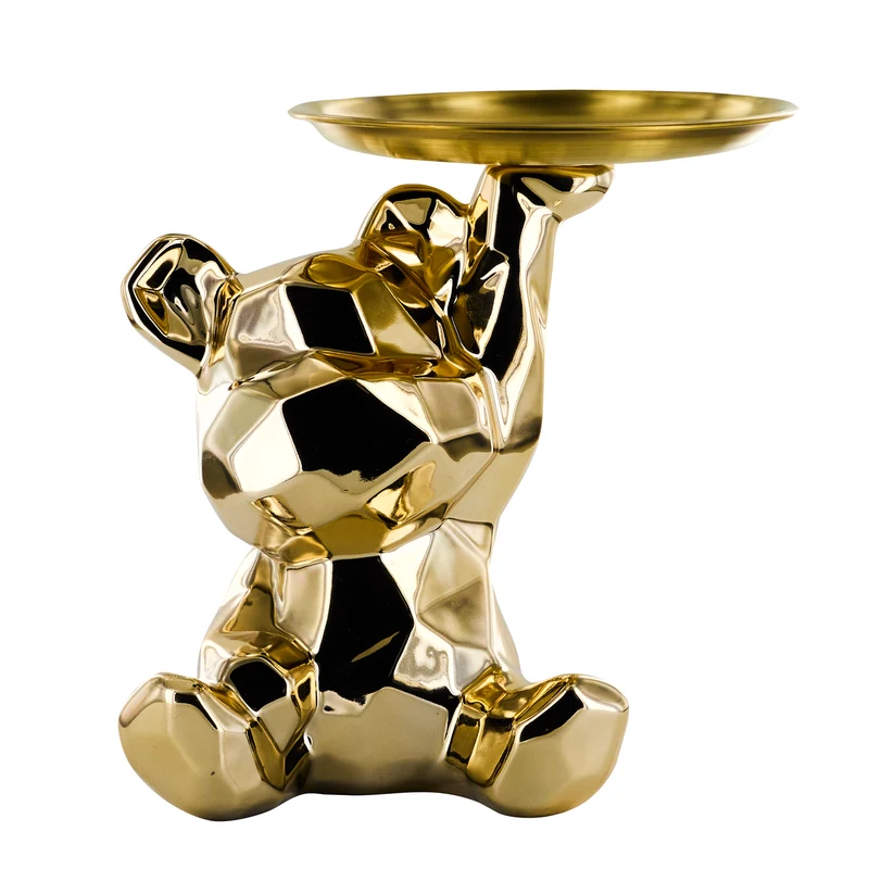 STATUE OURSON VIDE POCHE DORE H12CM
