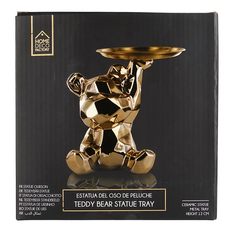 STATUE OURSON VIDE POCHE DORE H12CM