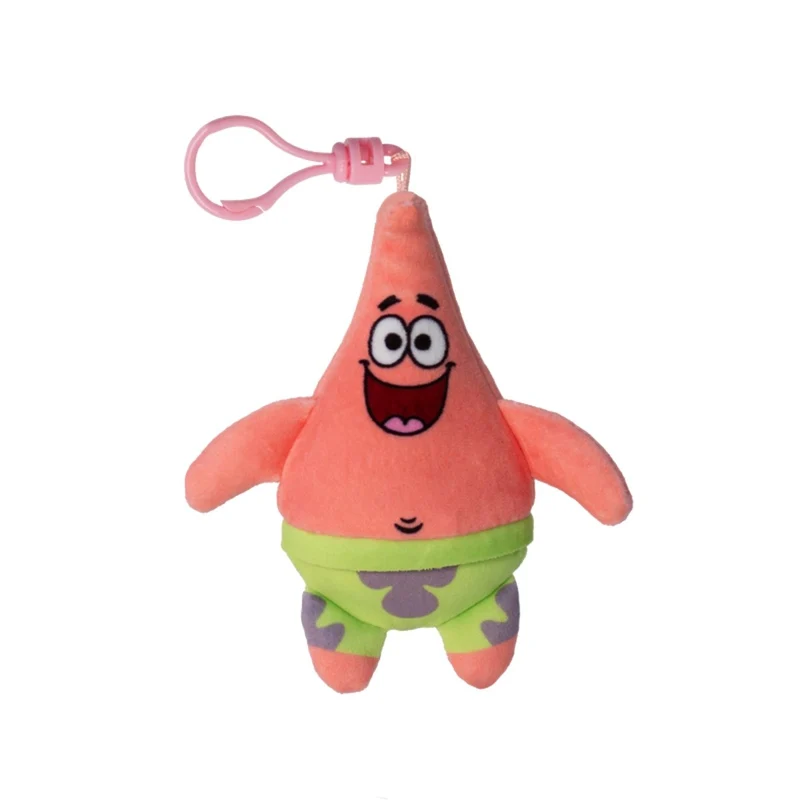 TY Floppy Plush with Clip, Patrick Star, SpongeBob SquarePants, 5 Inches, 1 Count