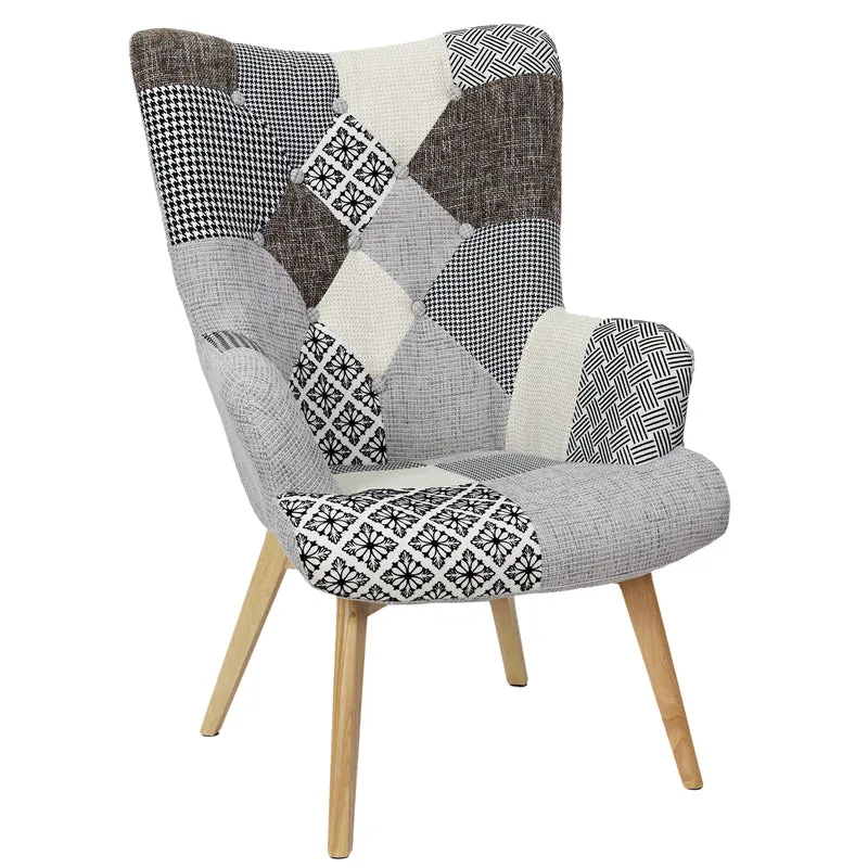 FAUTEUIL HELSINKI PATCHWORK GRIS