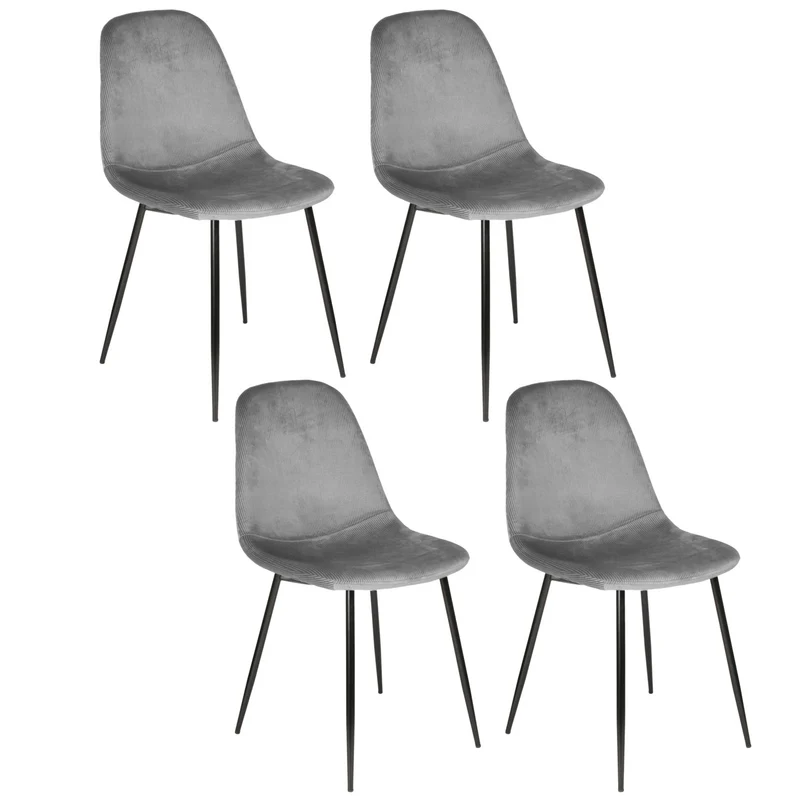 CHAISE VELOURS COTELE GIULIA GRIS - LOT DE 4
