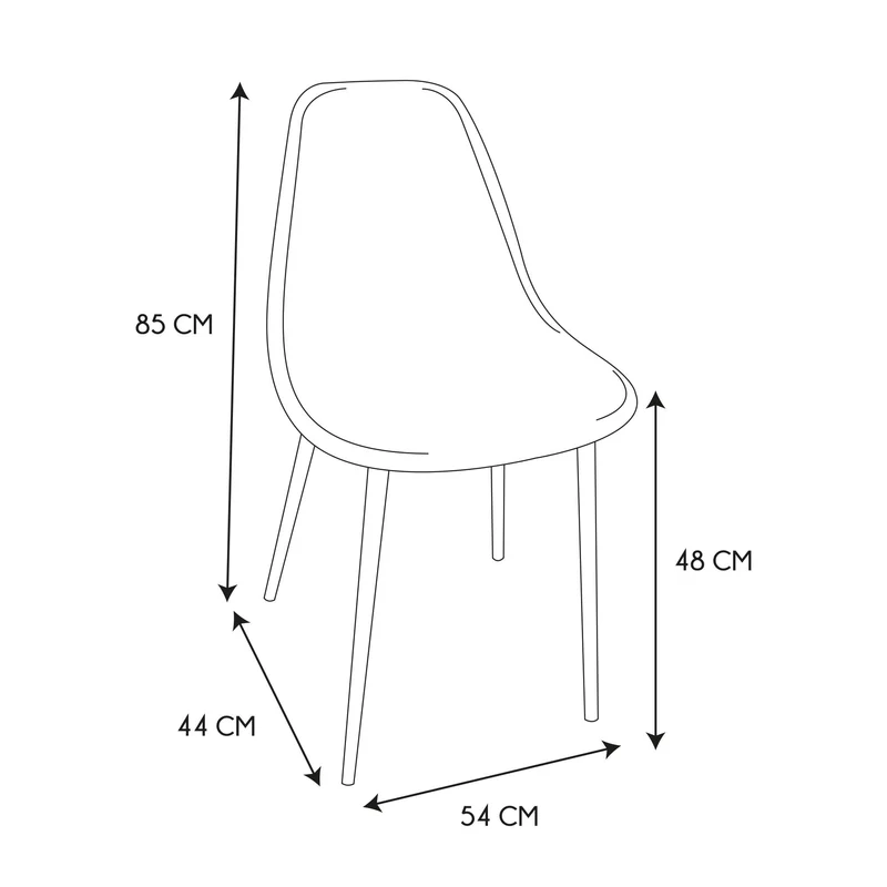 CHAISE VELOURS COTELE GIULIA GRIS - LOT DE 4