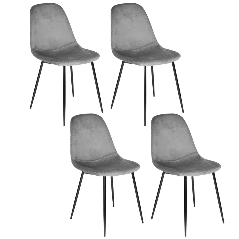 CHAISE VELOURS COTELE GIULIA GRIS - LOT DE 4