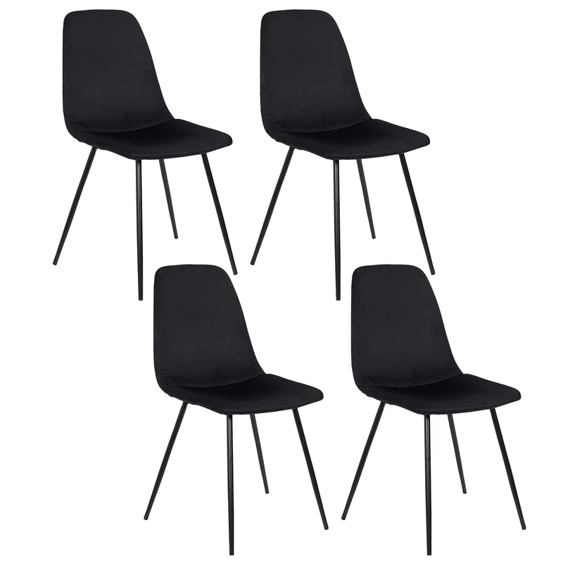 CHAISE VELOURS COTELE GIULIA NOIR - LOT DE 4
