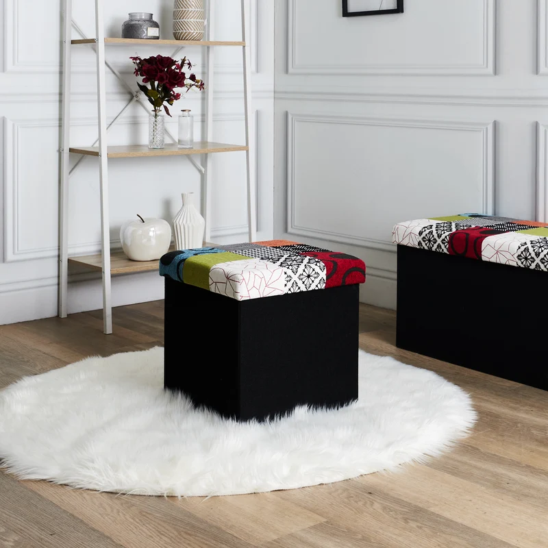 COFFRE POUF PLIABLE PATCHWORK