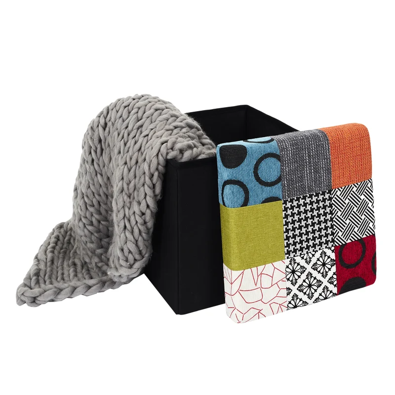 COFFRE POUF PLIABLE PATCHWORK