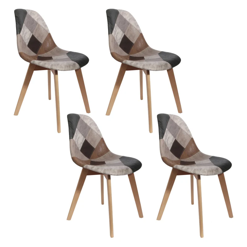 CHAISE PATCHWORK PU - LOT DE 4