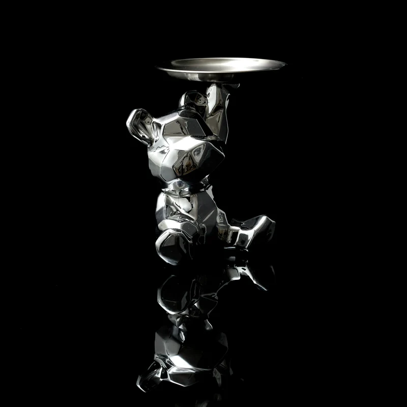 STATUE OURSON VIDE POCHE ARGENT H12CM