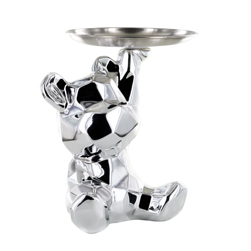 STATUE OURSON VIDE POCHE ARGENT H12CM
