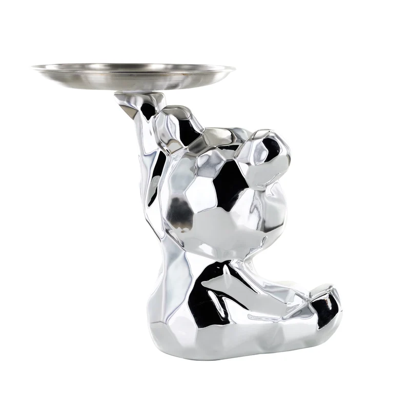 STATUE OURSON VIDE POCHE ARGENT H12CM