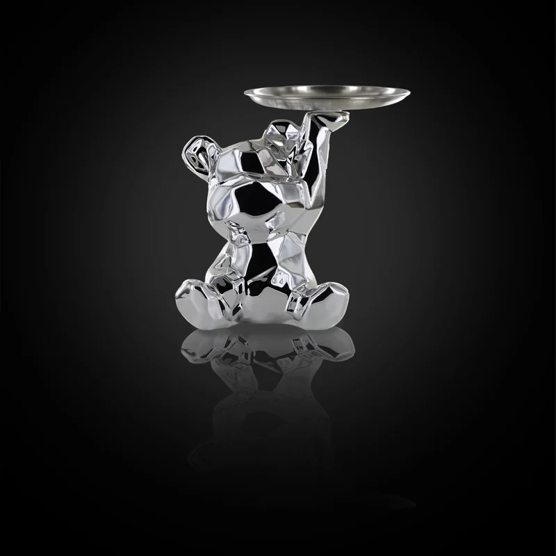 STATUE OURSON VIDE POCHE ARGENT H12CM