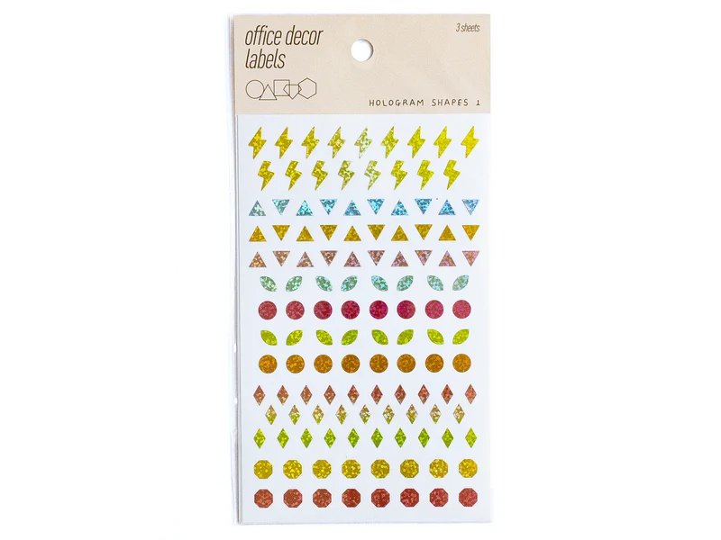 3 planches de stickers - formes holographiques 1