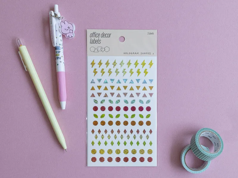 3 planches de stickers - formes holographiques 1