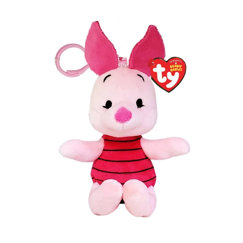TY Floppy Plush with Clip, Piglet, Winnie the Pooh, 5 Inches, 1 Count