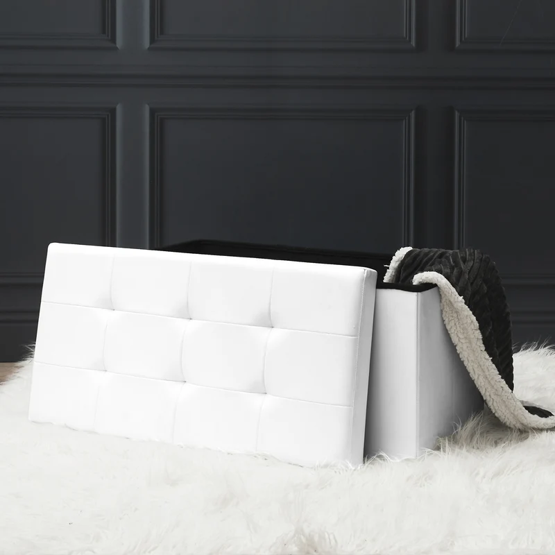 COFFRE BANC PLIABLE PU BLANC