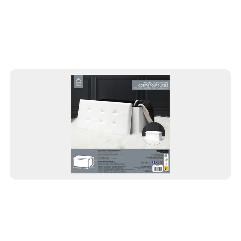 COFFRE BANC PLIABLE PU BLANC