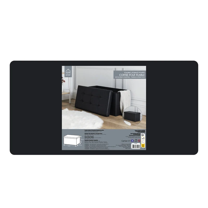 COFFRE BANC PLIABLE PU NOIR