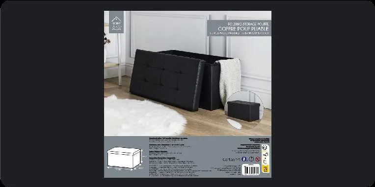 COFFRE BANC PLIABLE PU NOIR