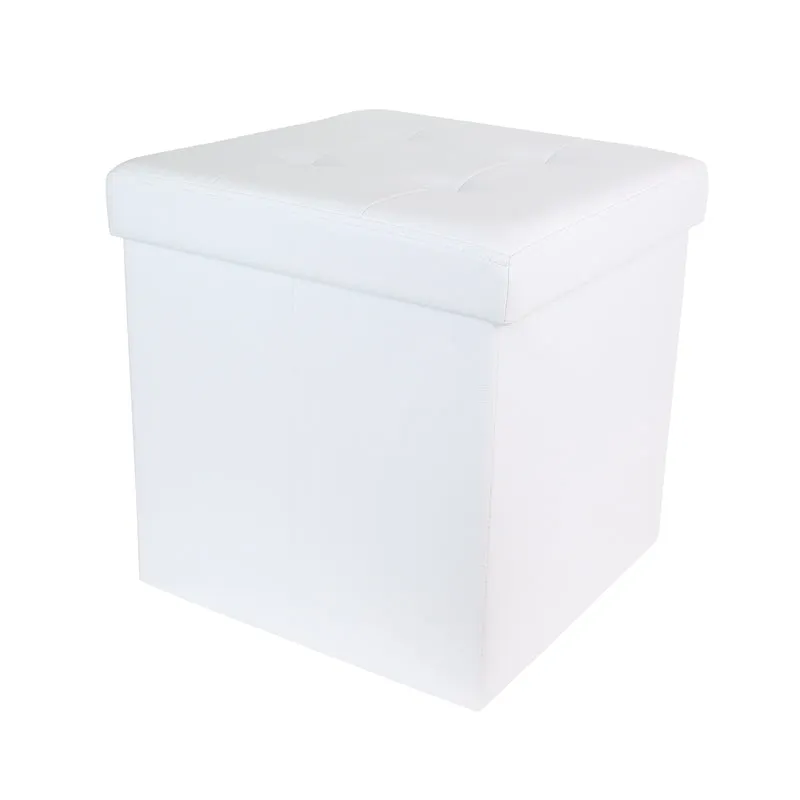 COFFRE POUF PLIABLE PU BLANC