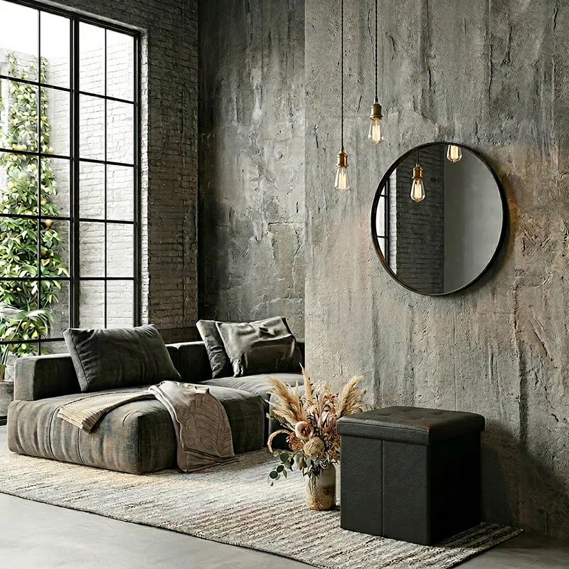 COFFRE POUF PLIABLE PU NOIR