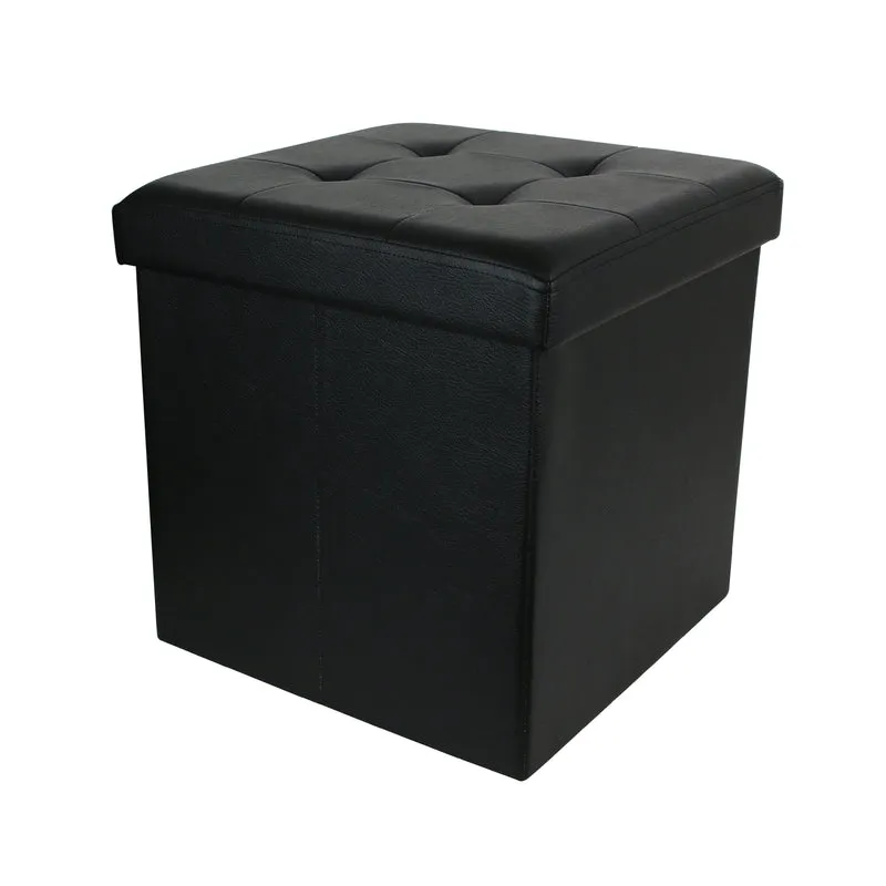 COFFRE POUF PLIABLE PU NOIR
