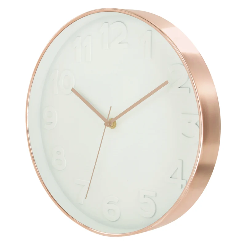 HORLOGE RONDE 30.5CM BLANCHE CUIVREE