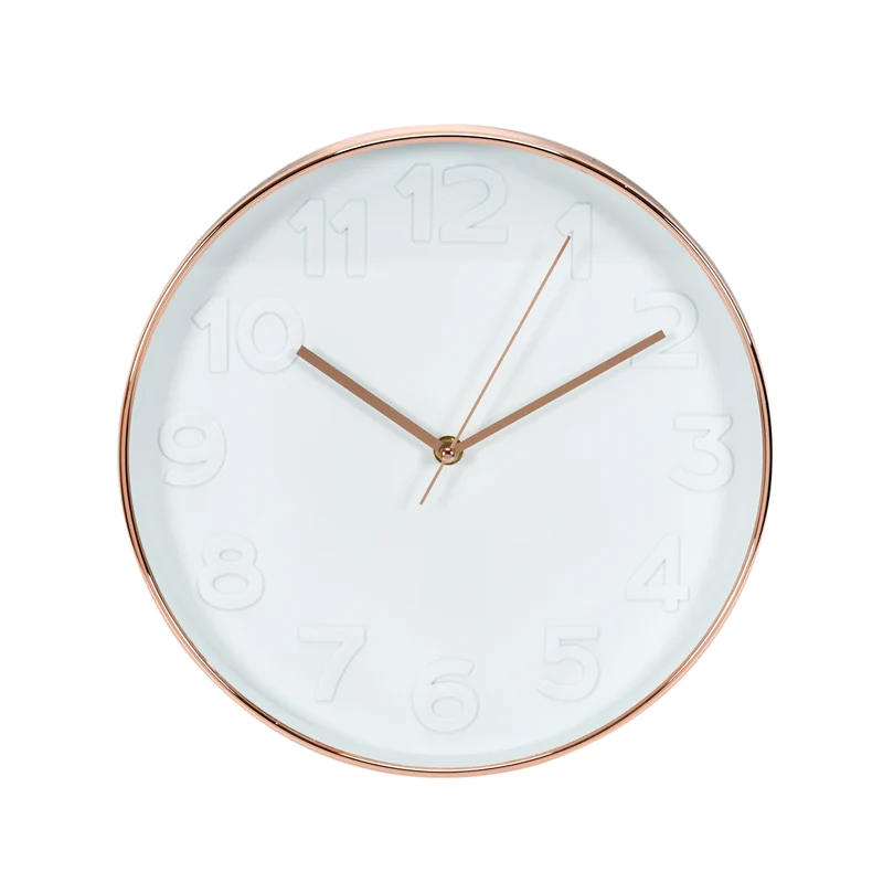 HORLOGE RONDE 30.5CM BLANCHE CUIVREE