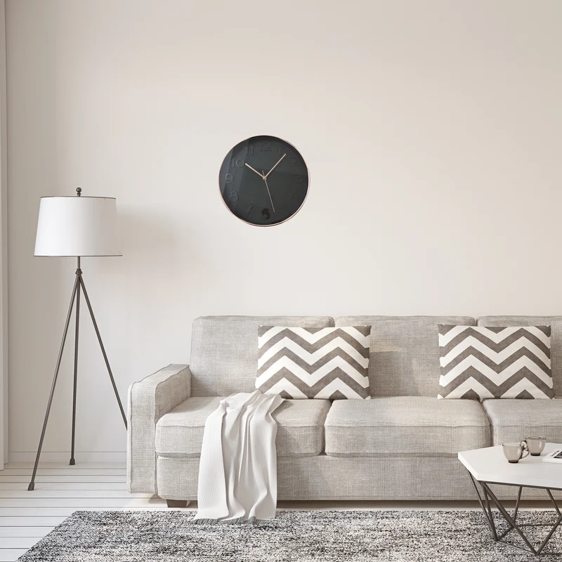 HORLOGE RONDE 30.5CM NOIRE CUIVREE