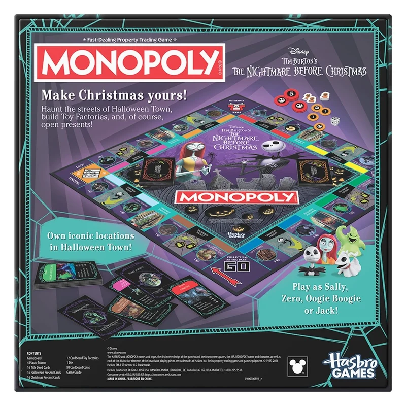Nightmare Before Christmas Monopoly Edition Board Game, Disney, 1 Count