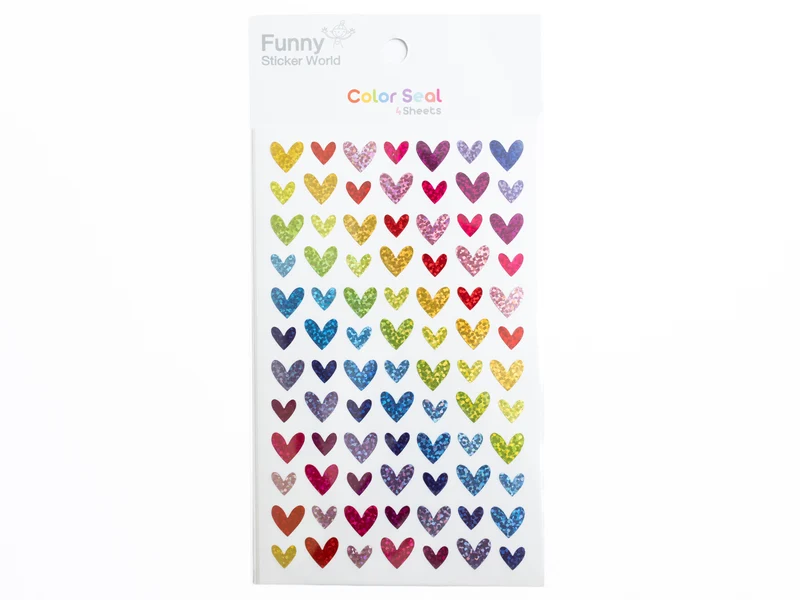 4 planches de stickers - cœurs fins holographiques