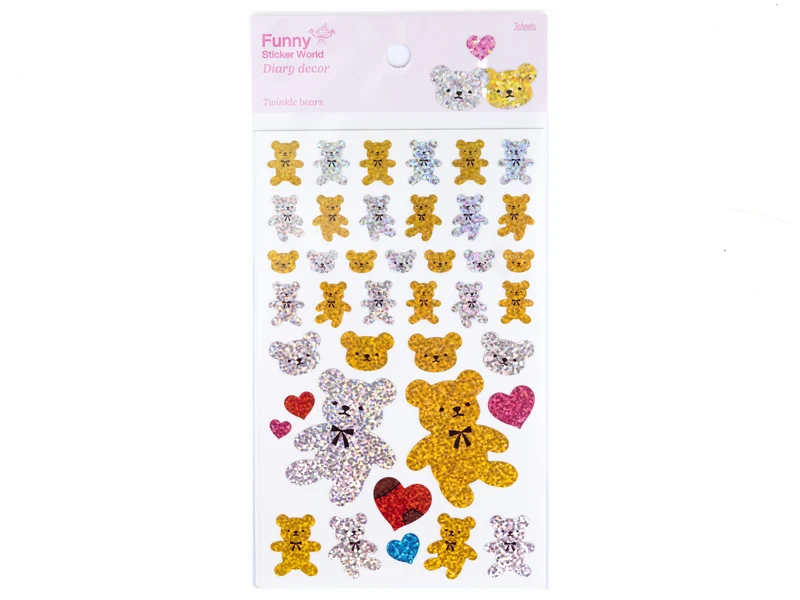 3 planches de nounours vintage holographiques