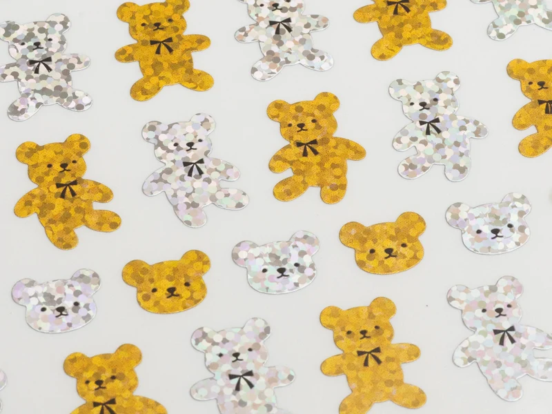 3 planches de nounours vintage holographiques