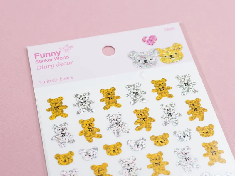 3 planches de nounours vintage holographiques