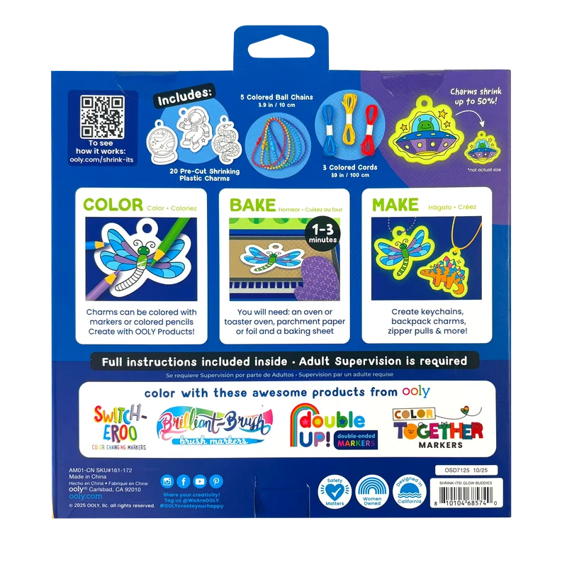 OOLY Shrink-Its! Glow Buddies DIY Shrink Art Kit 20ct