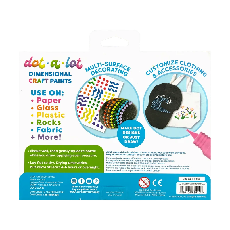 OOLY Dot-a-Lot 3D Dimensional Craft Paint Set 8ct