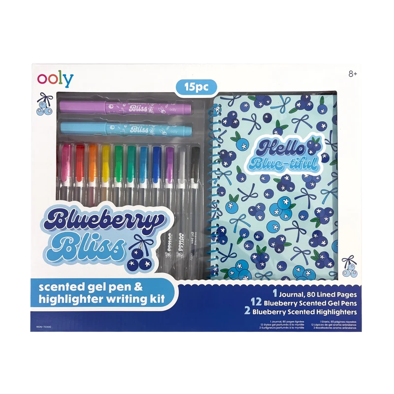 Blueberry Bliss - Scented Gel Pen and Highlighter Stationary Set