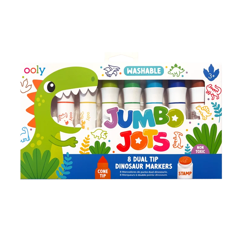 OOLY Jumbo Jots Dinosaur Dual Tip Stamp Markers 8-Piece Set