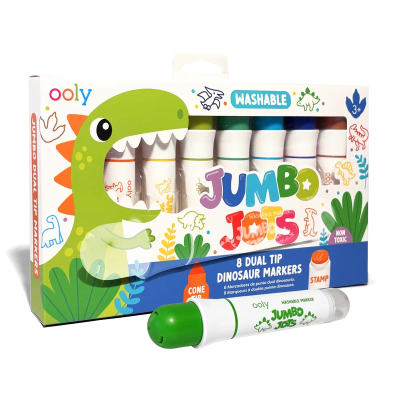 OOLY Jumbo Jots Dinosaur Dual Tip Stamp Markers 8-Piece Set