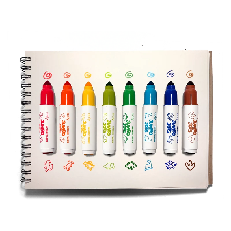 OOLY Jumbo Jots Dinosaur Dual Tip Stamp Markers 8-Piece Set