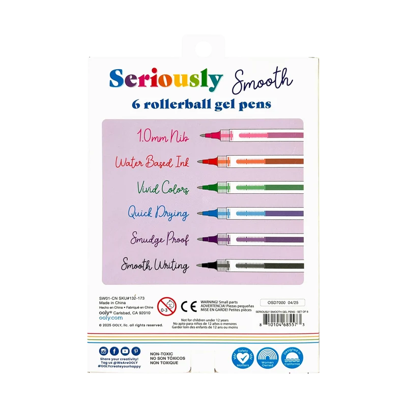 OOLY Seriously Smooth Rollerball Gel Pens 6-Piece Set