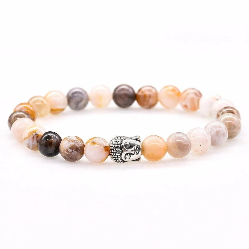 Bracelets multi couleurs en pierres naturelles d’Onyx et tête de Bouddha