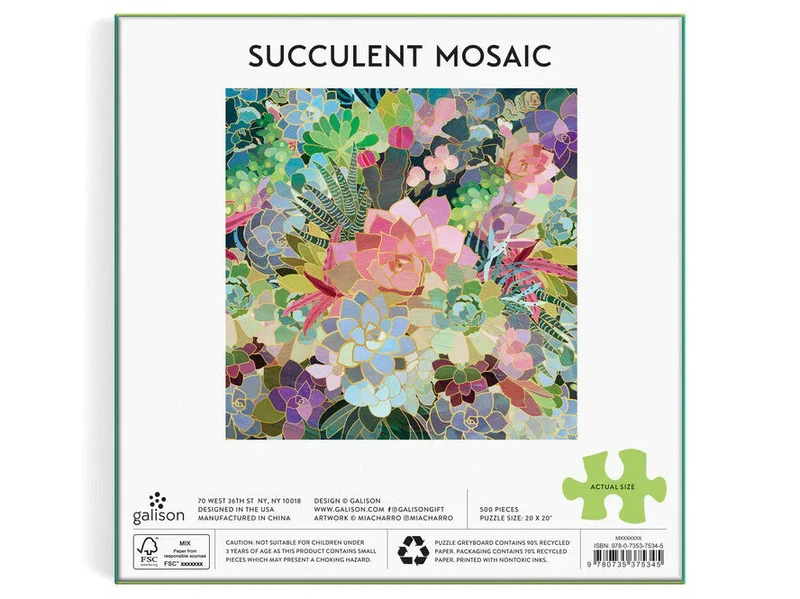 Puzzle Succulent Mosaic - 500 pièces - Galison