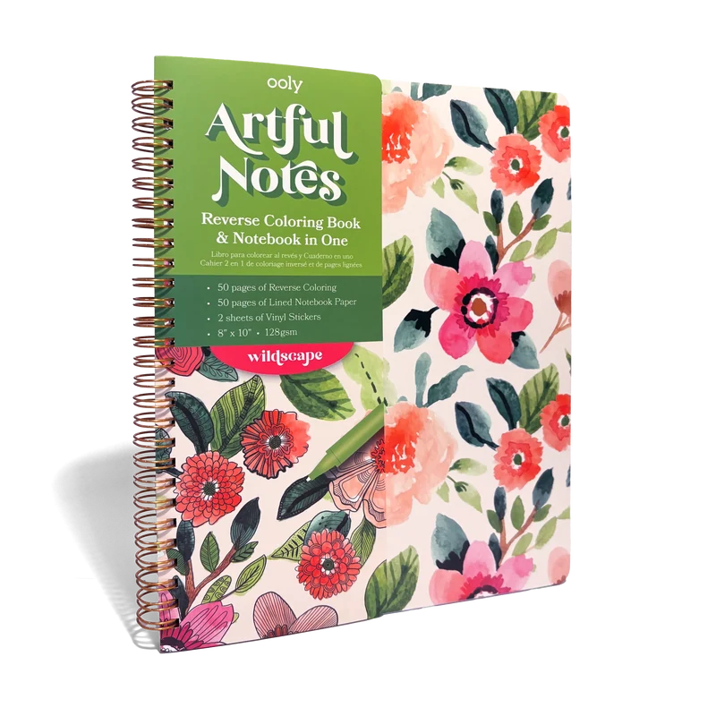 OOLY Artful Notes Wildscape Reverse Coloring Notebook 100 Pages