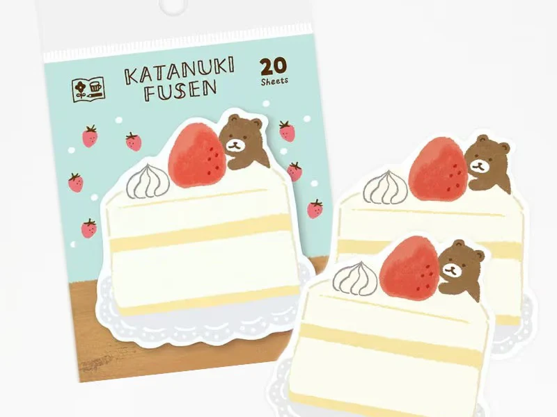 Notes adhésives japonaises - Gâteau et ours gourmand - Watashi-Biyori