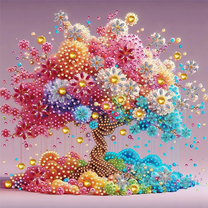 Tableau diamant arbre de vie multicolores