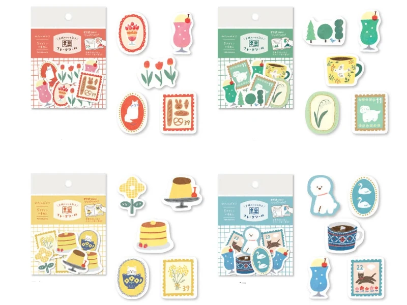 Stickers flake en washi Watashi-Biyori Rouge - Papeterie Japonaise